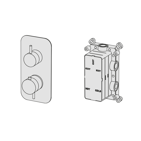  External Part - Bộ trộn điều chỉnh nhiệt độ 2 đầu ra bằng đồng Koè - Geda Wellness - ETT2 