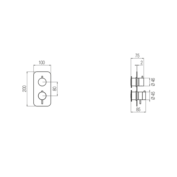  External Part - Bộ trộn điều chỉnh nhiệt độ 3 đầu ra bằng đồng Koè - Geda Wellness - ETT3 