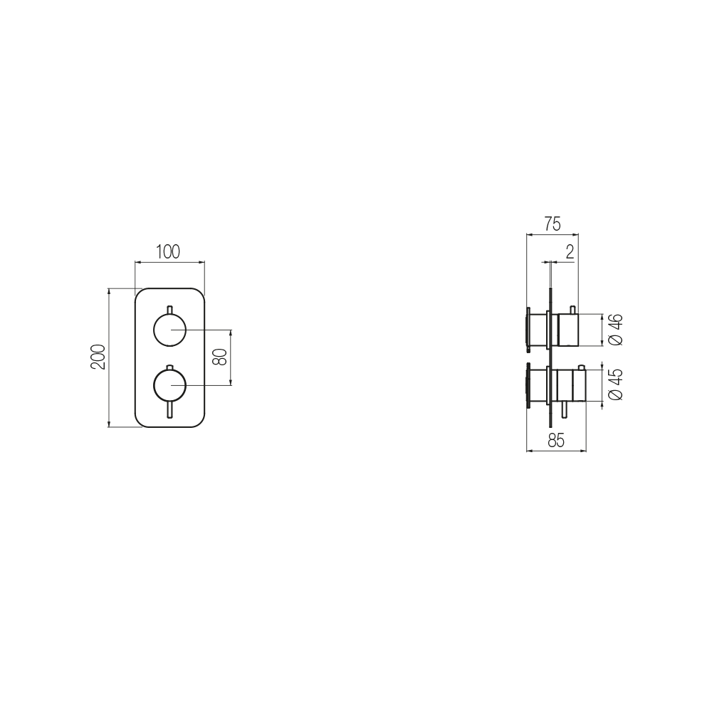  External Part - Bộ trộn điều chỉnh nhiệt độ 3 đầu ra bằng đồng Koè - Geda Wellness - ETT3 