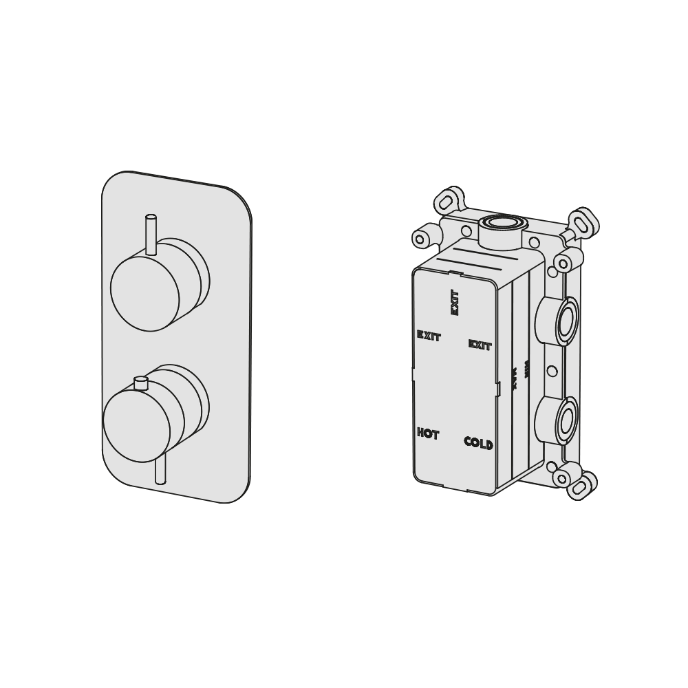  External Part - Bộ trộn điều chỉnh nhiệt độ 3 đầu ra bằng đồng Koè - Geda Wellness - ETT3 