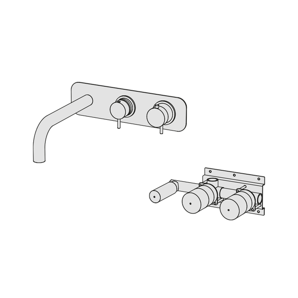  Vòi bồn tắm gắn tường điều chỉnh nhiệt độ 3 lỗ 2 đầu ra dài 240mm bằng đồng Koè - ETT5 