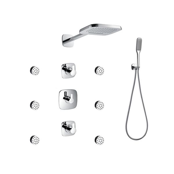  Bộ vòi sen massage điều chỉnh nhiệt độ âm tường bằng đồng Modern - FH9920A 