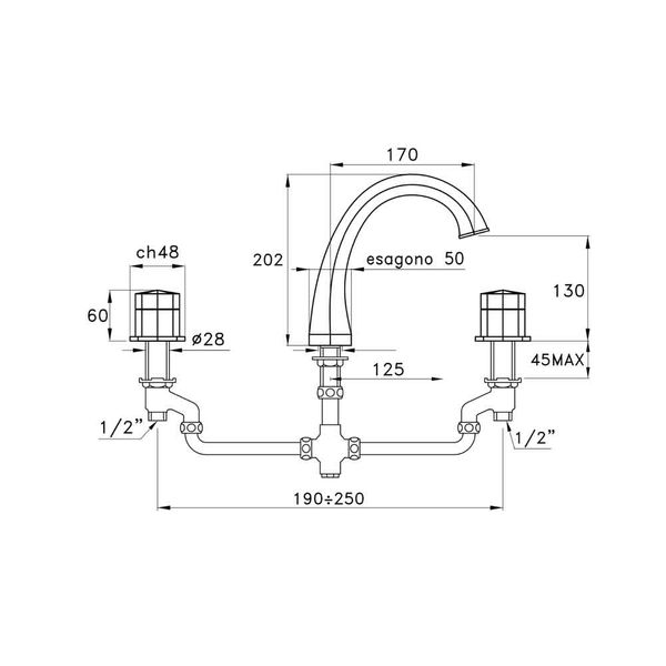  Vòi chậu lavabo 3 lỗ bằng đồng Firenze - 3222TR 