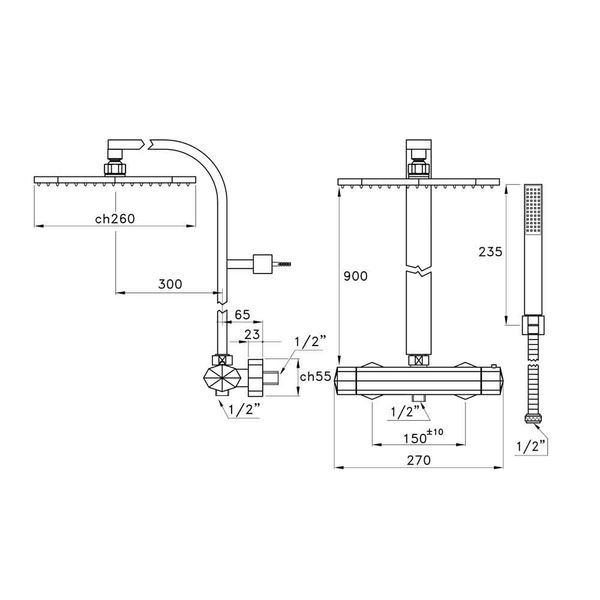  Sen cây gắn tường có vòi sen cầm tay bằng đồng Firenze - 3287TM-33 