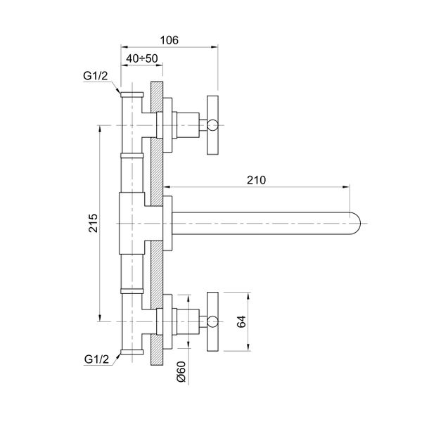  Vòi chậu rửa mặt gắn tường 210mm bằng đồng Fly - FLY5610SS 