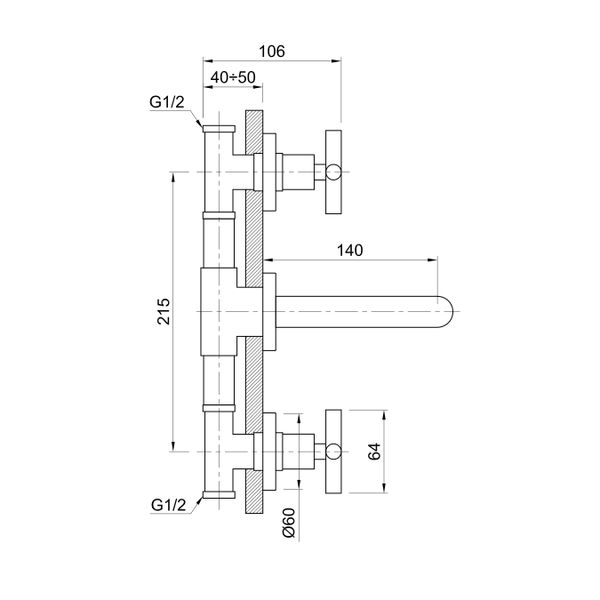  Vòi chậu rửa mặt gắn tường 140mm bằng đồng Fly - FLY5610SSC 