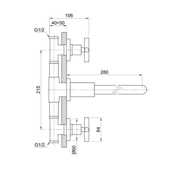  Vòi chậu rửa mặt gắn tường 280mm bằng đồng Fly - FLY5610SSL 