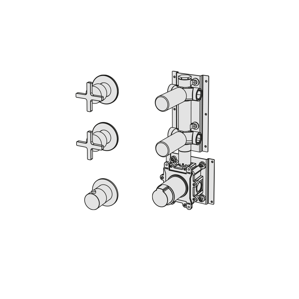  External Part - Bộ trộn điều chỉnh nhiệt độ 2 đầu ra bằng đồng Hugò - Geda Wellness - GHN41 