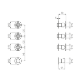 External Part - Bộ trộn điều chỉnh nhiệt độ 4 đầu ra bằng đồng Hugò - Geda Wellness - GHN43 
