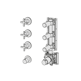  External Part - Bộ trộn điều chỉnh nhiệt độ 3 đầu ra bằng đồng Hugò - Geda Wellness - GHN42 