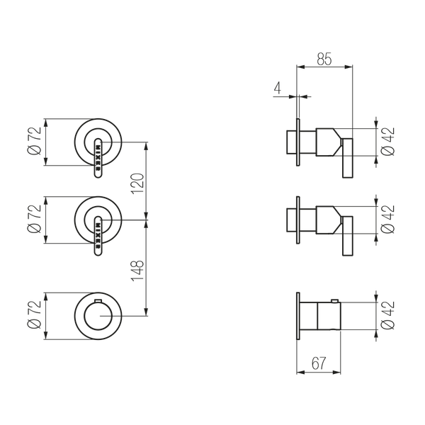  External Part - Bộ trộn điều chỉnh nhiệt độ 2 đầu ra  (3/4