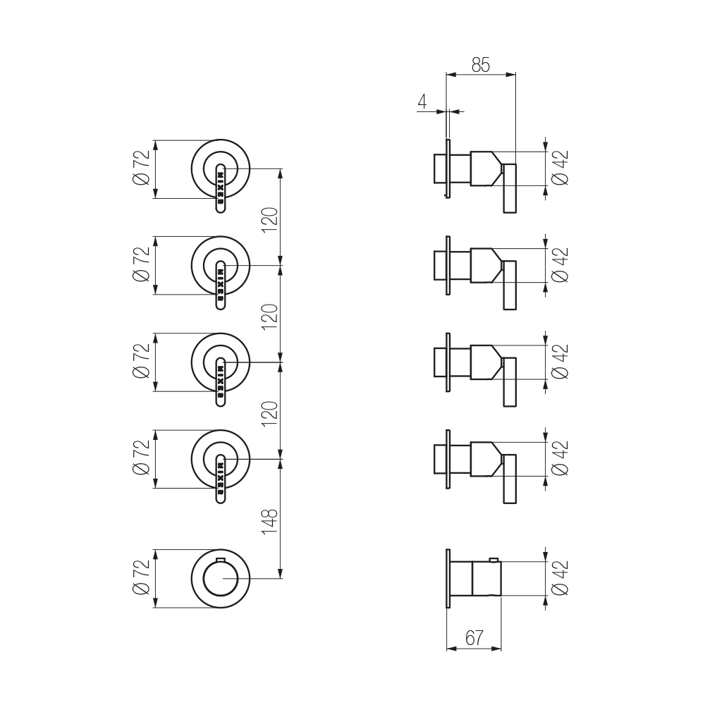  External Part - Bộ trộn điều chỉnh nhiệt độ 5 đầu ra  (3/4