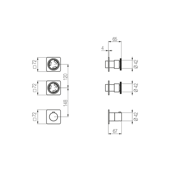  External Part - Bộ trộn điều chỉnh nhiệt độ 2 đầu ra  (3/4