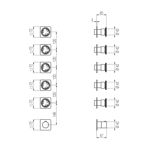  External Part - Bộ trộn điều chỉnh nhiệt độ 5 đầu ra  (3/4