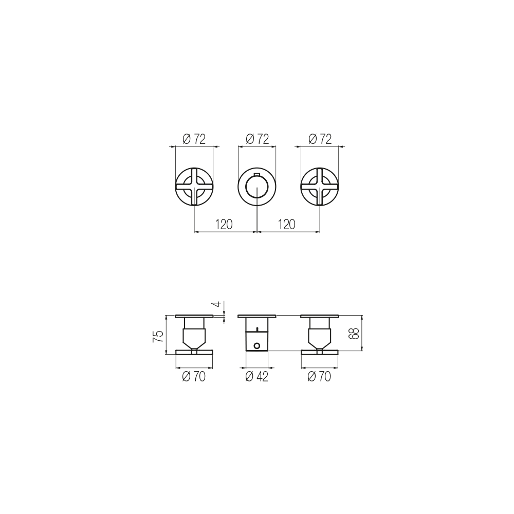  External Part - Bộ trộn điều chỉnh nhiệt độ 2 đầu ra  (3/4