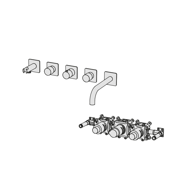  Vòi bồn tắm gắn tường điều chỉnh nhiệt độ 5 lỗ dài 229mm (không bao gồm vòi sen cầm tay) bằng đồng Minimè - GPM52 