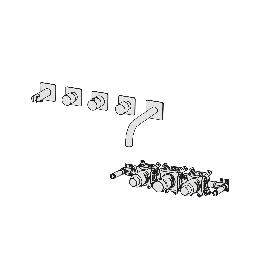  Vòi bồn tắm gắn tường điều chỉnh nhiệt độ 5 lỗ dài 229mm (không bao gồm vòi sen cầm tay) bằng đồng Minimè - GPM52 