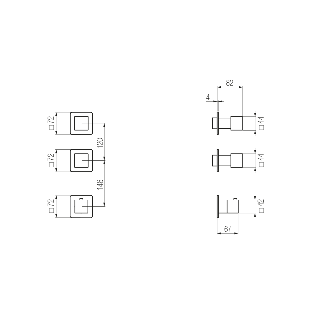  External Part - Bộ trộn điều chỉnh nhiệt độ 2 đầu ra bằng đồng Hito Cinquantuno - Geda Wellness - GQN41 