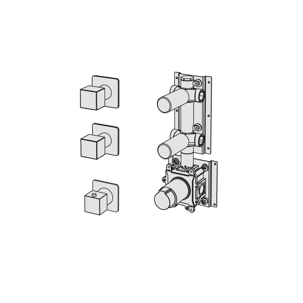  External Part - Bộ trộn điều chỉnh nhiệt độ 2 đầu ra bằng đồng Hito Cinquantuno - Geda Wellness - GQN41 