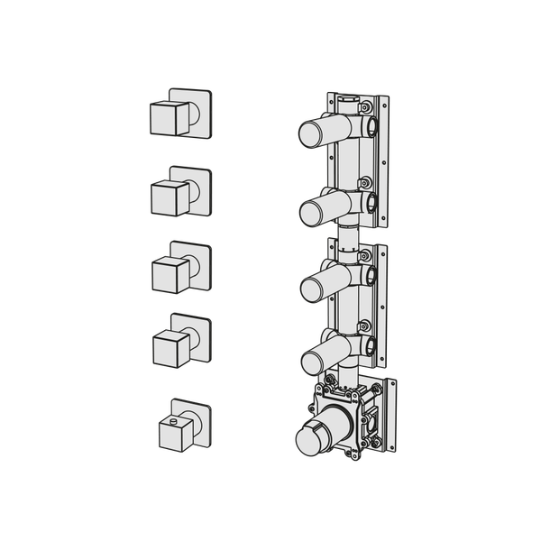  External Part - Bộ trộn điều chỉnh nhiệt độ 4 đầu ra bằng đồng Hito Cinquantuno - Geda Wellness - GQN43 