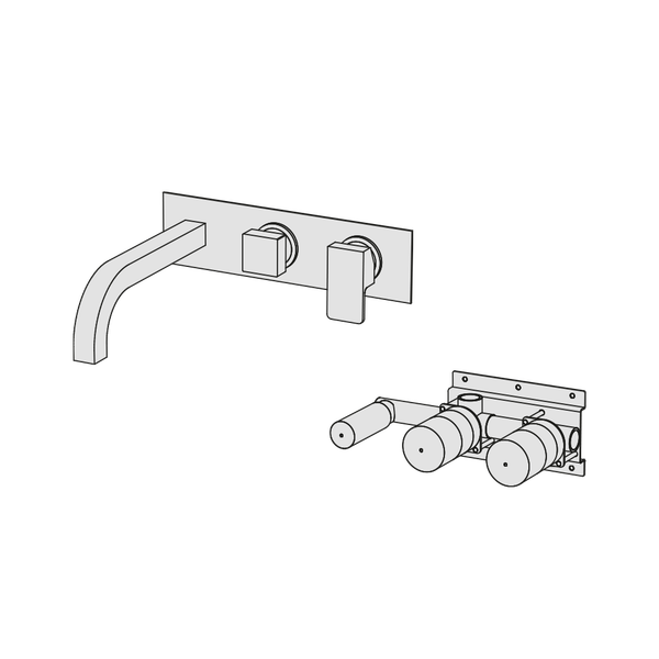  Vòi bồn tắm gắn tường 3 lỗ 2 đầu ra dài 250mm bằng đồng Hito Cinquantuno - H5T82 