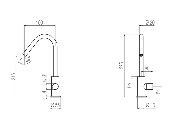  Vòi chậu lavabo cao 320mm bằng stainless steel Hiro - HIR1 