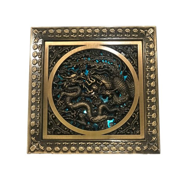  Nắp cống thoát sàn hình rồng thoát nước thải, ngăn côn trùng, rác thải, mùi hôi bằng đồng - HL60129 