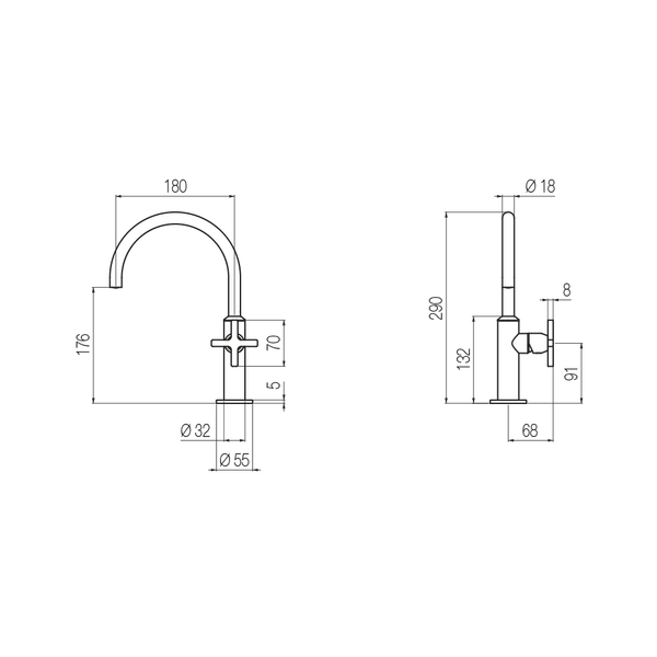  Vòi chậu lavabo cao 290mm bằng đồng Hugò - HUG1 