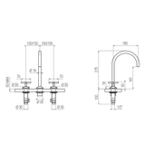  Vòi chậu lavabo 3 lỗ cao 270mm bằng đồng Hugò - HUG13 