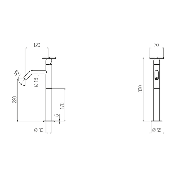  Vòi chậu lavabo cao 330mm bằng đồng Hugò - HUG4 