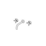  Vòi chậu lavabo gắn tường 3 lỗ dài 190mm bằng đồng Hugò - HUG57 