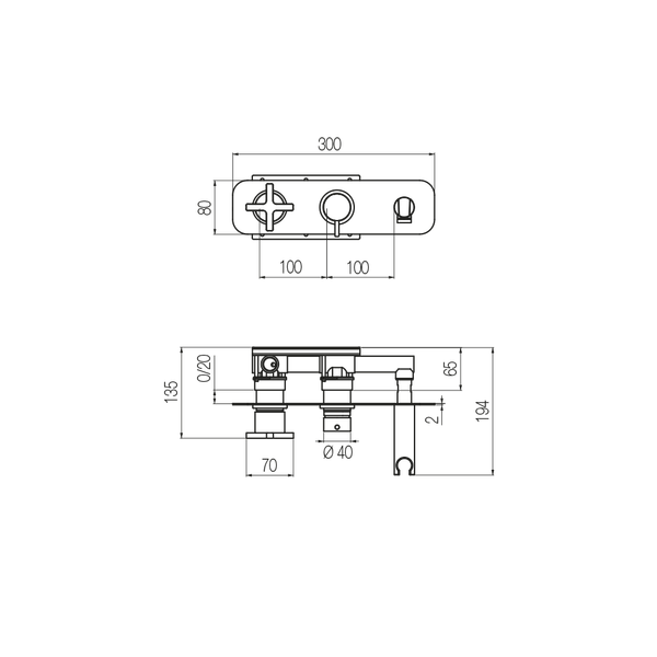  External Part - Bộ trộn 2 đầu ra bằng đồng Hugò - Geda Wellness - HUG80 