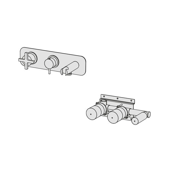  External Part - Bộ trộn 2 đầu ra bằng đồng Hugò - Geda Wellness - HUG80 