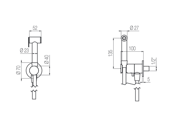 Vòi xịt vệ sinh bằng stainless steel Radomonte - IDR1 