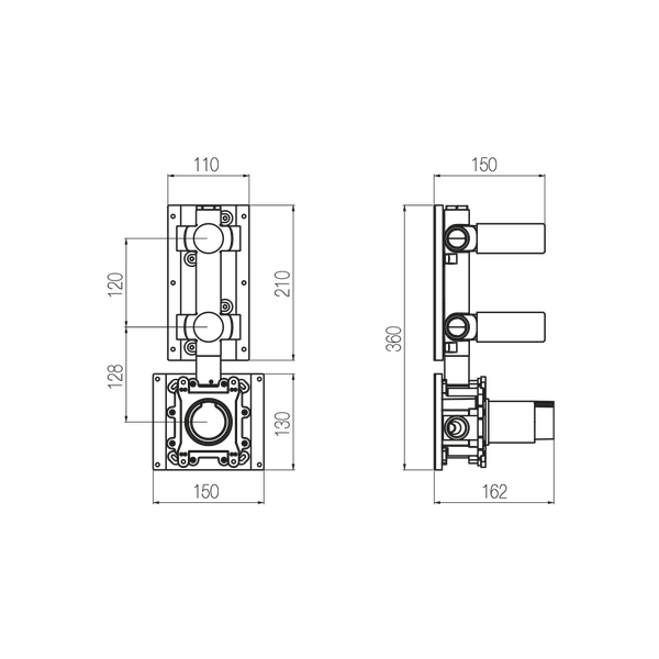  Bộ trộn điều chỉnh nhiệt độ 2 đầu ra bằng đồng Geda Wellness - IGN41 