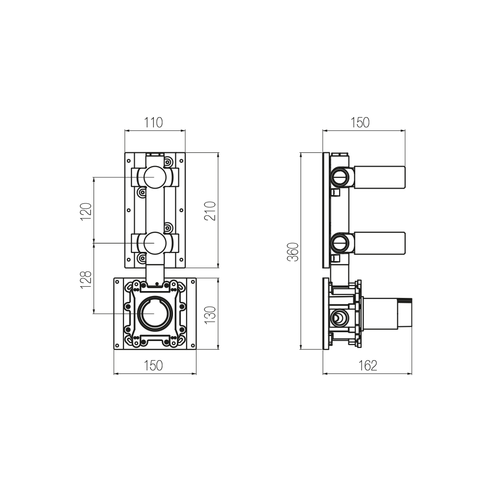  Bộ trộn điều chỉnh nhiệt độ 2 đầu ra bằng đồng Geda Wellness - IGN41 