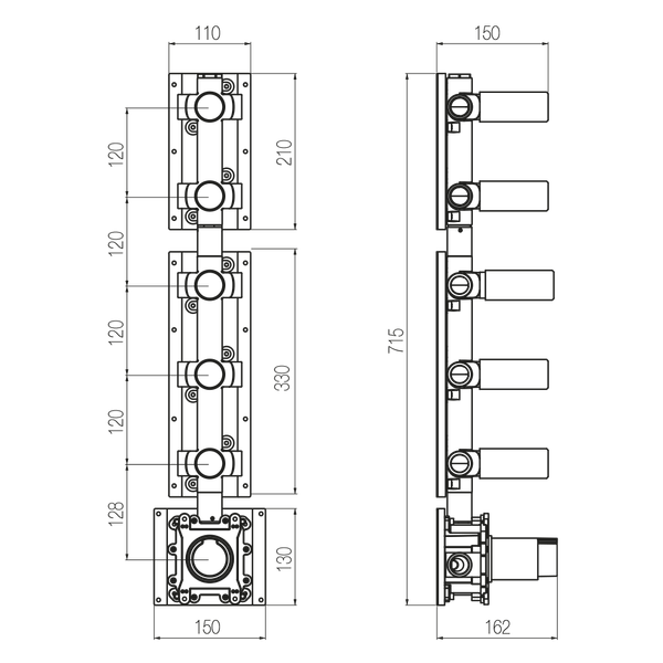  Bộ trộn điều chỉnh nhiệt độ 5 đầu ra bằng đồng Geda Wellness - IGN44 