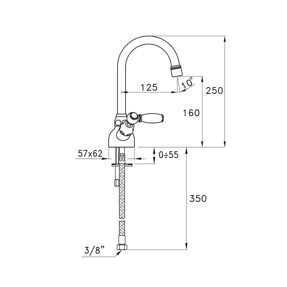  Vòi chậu lavabo cổ điển bằng đồng Italica Leve - 3216 