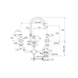  Vòi chậu lavabo cổ điển cao 305mm bằng đồng Italica Leve - 3226 