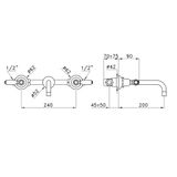  Vòi chậu lavabo cổ điển gắn tường bằng đồng Italica Leve - 3863 
