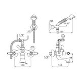  Vòi bồn tắm gắn tường có sen cầm tay cổ điển bằng đồng Italica Leve - 3274-305-6 
