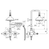  Sen cây gắn tường bát sen Ø140mm với vòi sen cầm tay cổ điển bằng đồng Italica Leve - 3284-33-140 