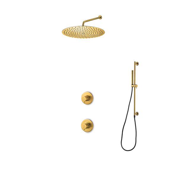  Bộ vòi sen âm tường, điều chỉnh nhiệt độ, sen cầm tay với thanh trượt, individual Slimline stainless steel 