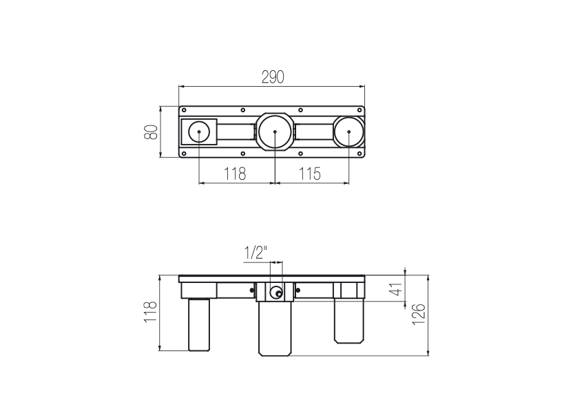  Vòi bồn tắm 3 lỗ gắn tường 3 đầu ra bằng stainless steel Kira - TKK88 