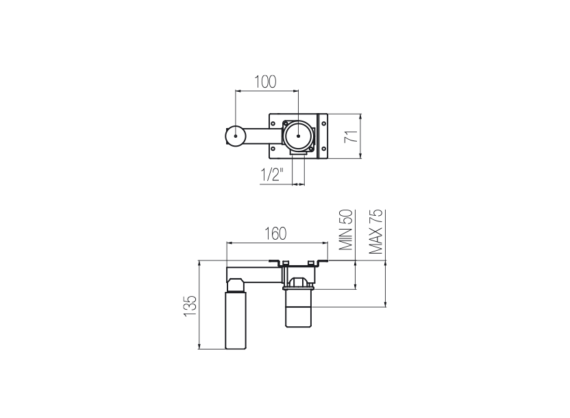  Vòi chậu lavabo gắn tường 2 lỗ dài 250mm bằng stainless steel Zero - ZRN19 