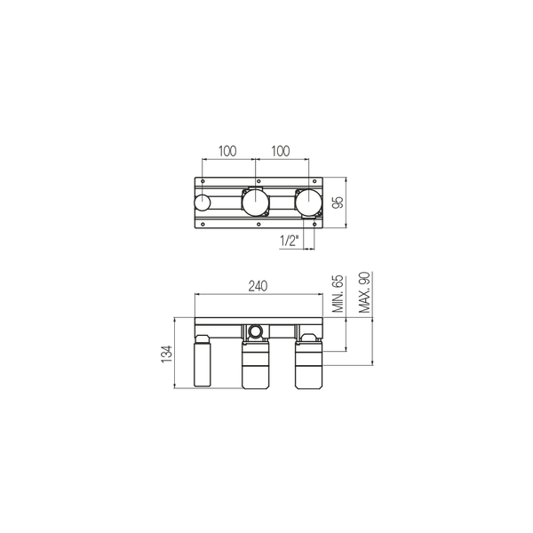  Bộ trộn âm tường cho vòi sen \ vòi bồn tắm bằng đồng Geda Wellness - IST80 