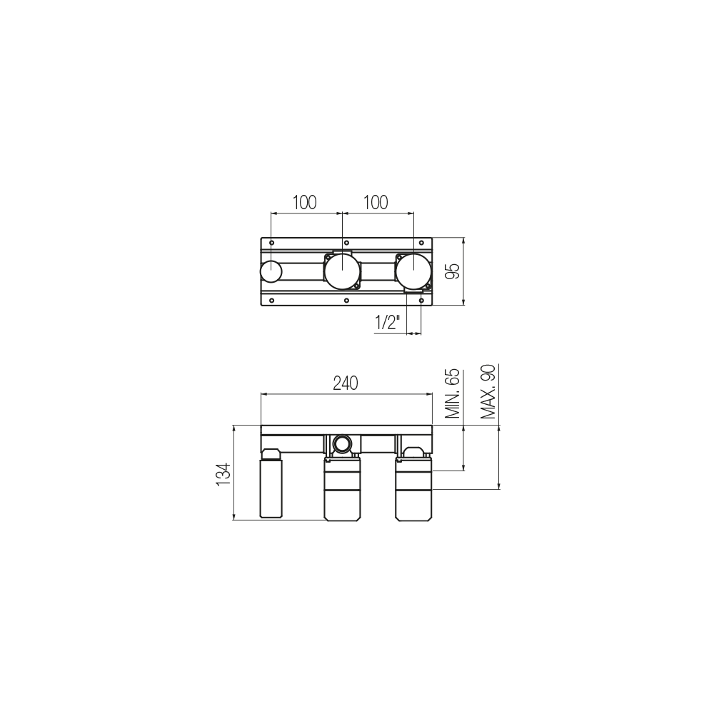  Bộ trộn âm tường cho vòi sen \ vòi bồn tắm bằng đồng Geda Wellness - IST80 