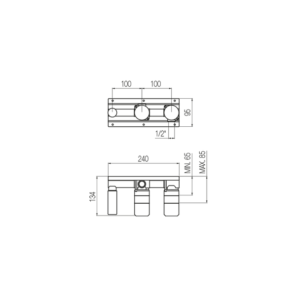  Bộ trộn âm tường điều chỉnh nhiệt độ cho vòi sen \ vòi bồn tắm bằng đồng Geda Wellness - IST81 