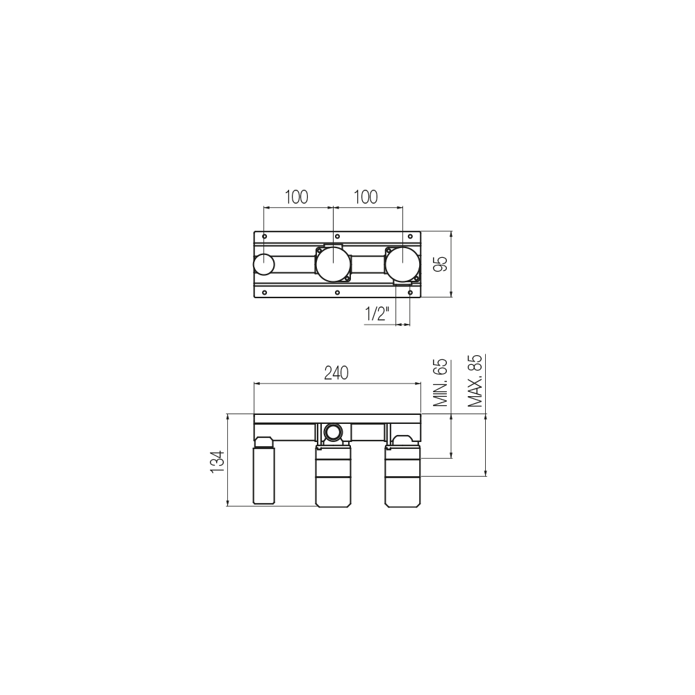  Bộ trộn âm tường điều chỉnh nhiệt độ cho vòi sen \ vòi bồn tắm bằng đồng Geda Wellness - IST81 