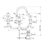  Vòi chậu lavabo cổ điển cao 235mm bằng đồng Italica - 3225 